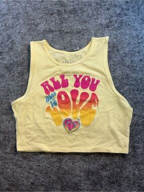 Goodie Two Sleeves Yellow Lennon & McCartney Lyrics Cropped Tank Top Size S/M